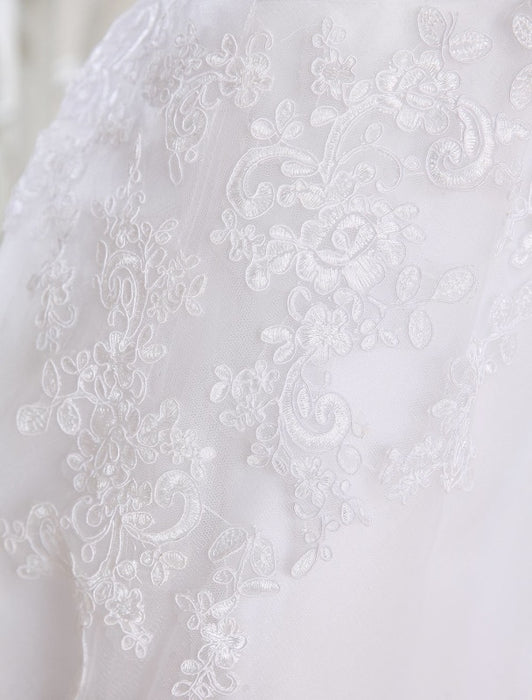 Simple Wedding Dresses 2021 Short Lace Applique illusion half sleeve tea length Bridal Dress