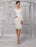 Simple Wedding Dresses 2021 Short Long Sleeve Illusion Neckline koyhole Knee length Sheath Bridal Dress misshow