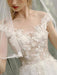 Simple Wedding Dresses A Line V Neck Short Sleeves Beaded Floor Length Tulle Bridal Dresses