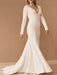 Simple Wedding Dresses Long Sleeves V Neck Mermaid Wedding Party Dress