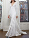 Simple Wedding Dresses Long Sleeves V Neck Mermaid Wedding Party Dress