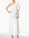 Simple Wedding Jumpsuits Ivory One Shoulder Culottes Bridal Dress