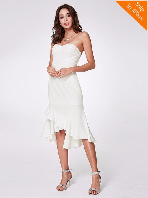 Simple Womens Fashion Backless Lace Wedding Dresses - White / 6 / United States - wedding dresses