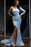 Sky Blue One Shoulder Satin Mermaid Party Dress with Front Slit - Prom Dresses