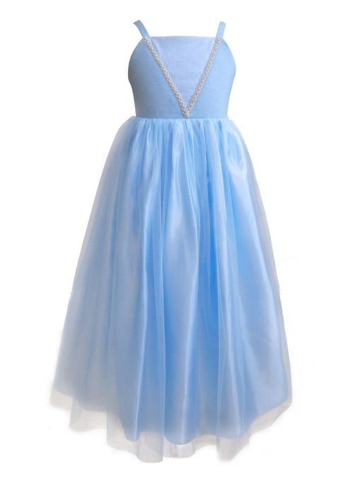 Elsa Flower Girl Dresses Square Neck Sleeveless Pleated Kids Party Dresses With Groves