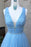 Sky Blue V Neck Floor Length Prom with Beading A Line Tulle Formal Dress - Prom Dresses