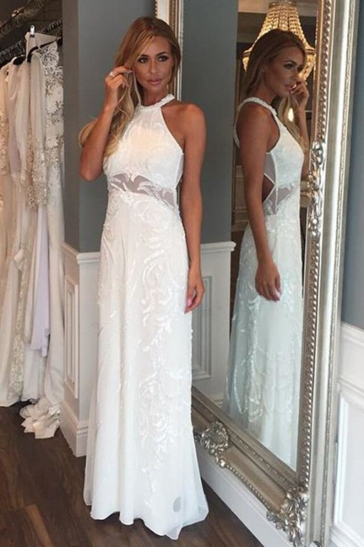 Sleeveless Floor Length Lace Beach Wedding Dress - Wedding Dresses