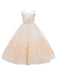 Sleeveless Flower Girl Dresses Jewel with Bows Tulle Floral Lace Kids Pageant Dresses
