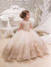 Sleeveless Flower Girl Dresses Jewel with Bows Tulle Floral Lace Kids Pageant Dresses
