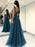 Sleeveless V-Neck Floor-Length A-line With Applique Tulle Dresses - Prom Dresses