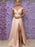 Sleeveless V-Neck Floor-Length A-line With Ruffles Satin Prom Dresses - Prom Dresses