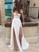 Sleeveless V-neck Lace Chiffon A-Line Side Split Floor-Length Wedding Dresses - wedding dresses