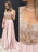 Sleeveless V-Neck Satin A-line With Lace Floor-Length Dresses - Prom Dresses