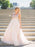 Sleeveless V-Neck Sweep/Brush A-line Train Sequin Tulle Dresses - Prom Dresses