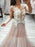 Sleeveless V-Neck Sweep/Brush A-line Train With Applique Tulle Dresses - Prom Dresses