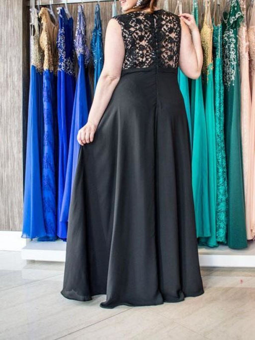Sleeveless With Applique Floor-Length Chiffon Plus Size Prom Dresses - Prom Dresses