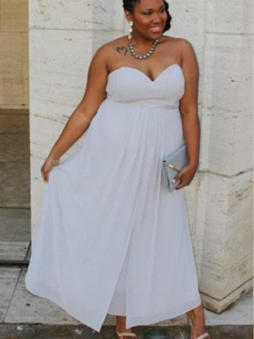 Sleeveless With Ruched Ankle-Length Chiffon Plus Size Dresses - Prom Dresses