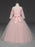 Flower Girl Dresses Soft Pink Kids Formal Dress Lace Half Sleeve Bows Tulle A Line Girls Pageant Party Dress