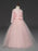 Flower Girl Dresses Soft Pink Kids Formal Dress Lace Half Sleeve Bows Tulle A Line Girls Pageant Party Dress