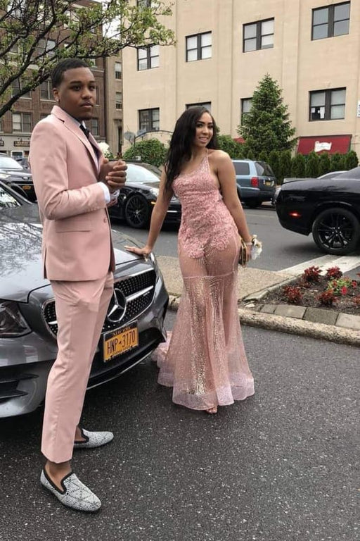 Spaghetti Strap Lace A Line Sheer Party Dresses - Prom Dresses