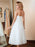 Spaghetti-Strap Lace-Up Tulle Short Wedding Dresses - White / Short Length - wedding dresses