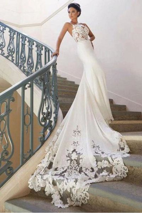 Vintage 50s Style Boho Mermaid Lace Wedding Dresses with Train - wedding dresses