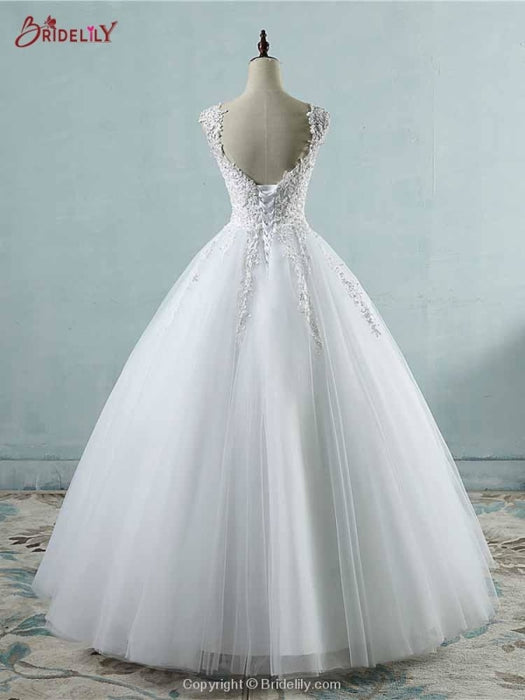 Spaghetti Straps Lace-Up Ball Gown Wedding Dresses - wedding dresses