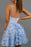 Spaghetti Straps Light Blue Lace Homecoming Dress Sexy Short Prom Dresses - Prom Dresses