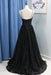Spaghetti Straps Sequin Prom With Split Black Long Evening Dress - Prom Dresses