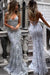 Spaghetti Straps V-neck Mermaid Sparkly Tulle Evening Dress Long Prom Gowns - Prom Dresses