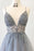 Spaghetti Straps V Neck Tulle Prom Appliques A Line Long Formal Dress with Beads - Prom Dresses