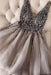 Sparkle Sequined Homecoming Dress A Line V Neck Tulle Short Prom Dresses - Prom Dresses