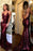 Sparkling Burgundy Sequins Mermaid V-neck Sweep Train Party Dress Prom Gown - Prom Dresses