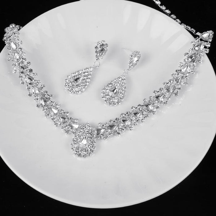 Sparkling Rhinestone Necklace Earrings Bridal Jewelry Sets | Bridelily - jewelry sets
