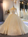 Sparkling Shinny Lone Sleeves Lace- Up Ball Gown Wedding Dresses - Champagne / Long train - wedding dresses