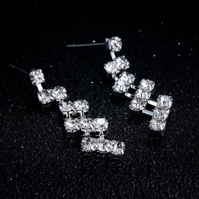 Sparkling Silver Rhinestone Necklace Earrings Jewelry Sets | Bridelily - jewelry sets