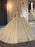 Sparkling V-Neck Long Sleeves Lace -Up Ball Gown Wedding Dresses - picture color / Long train - wedding dresses