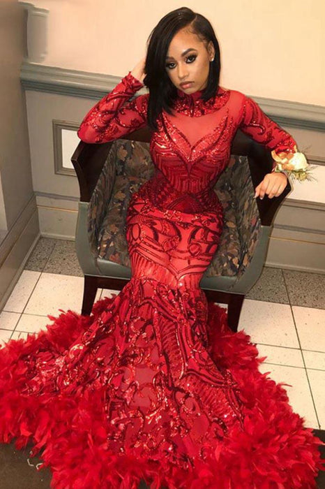 Long Sparkly Sequin Red Mermaid Prom Dress Cheap - Bridelily Long Sparkly Sequin Red Mermaid Prom Dress Cheap - Bridelily
