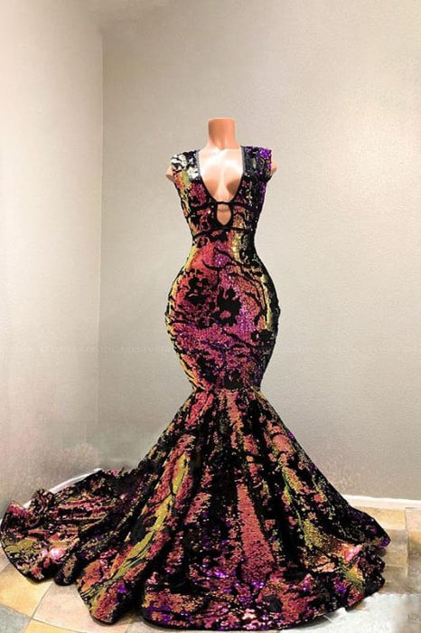 Sparkly Sequin Velvet Elegant Red Mermaid Prom Dress 2021 Sparkly Sequin Velvet Elegant Red Mermaid Prom Dress 2021
