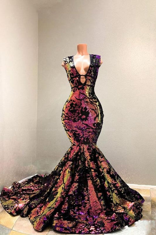 Sparkly Sequin Velvet Elegant Red Mermaid Prom Dress 2021 Sparkly Sequin Velvet Elegant Red Mermaid Prom Dress 2021