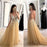 Sparkly V Neck Sleeveless Beading Prom with Crystal A Line Tulle Party Dress - Prom Dresses