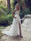 Split Lace Applique Sweep Train A Line Wedding Dresses - White / Floor Length - wedding dresses