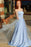 Strapless A Line Satin Prom with Beading Waist Unique Long Evening Dress - Prom Dresses