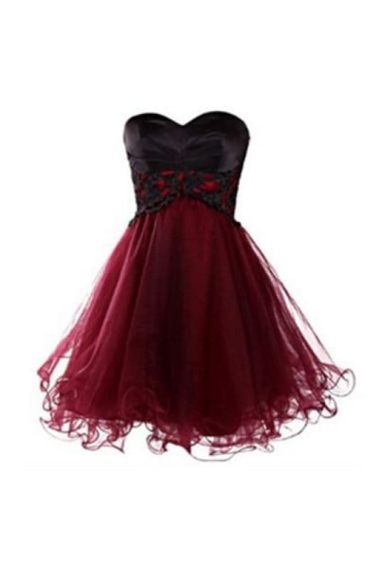 Strapless Burgundy Short Black Formal Dresses Plus Size - Bridelily Strapless Burgundy Short Black Formal Dresses Plus Size - Bridelily