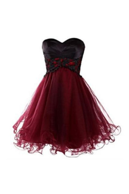 Strapless Burgundy Cute Homecoming Gown Short Prom Mini Dress - Prom Dresses
