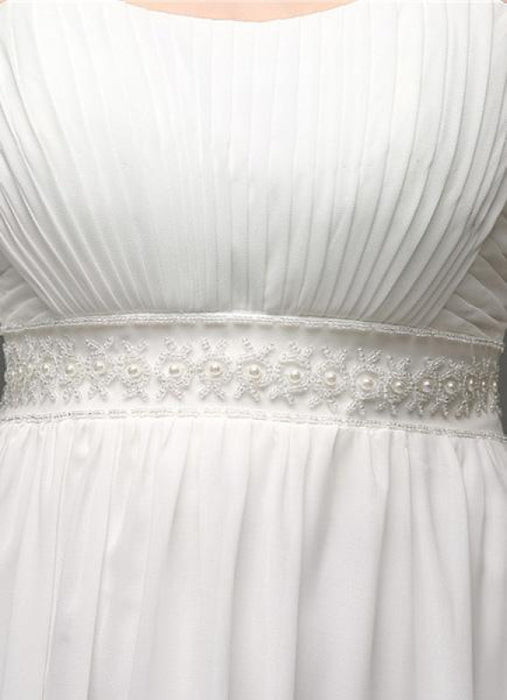 Strapless Chiffon A-Line Empire Waist Wedding Gown With Pearl Belt Bridelily Strapless Chiffon A-Line Empire Waist Wedding Gown With Pearl Belt Bridelily