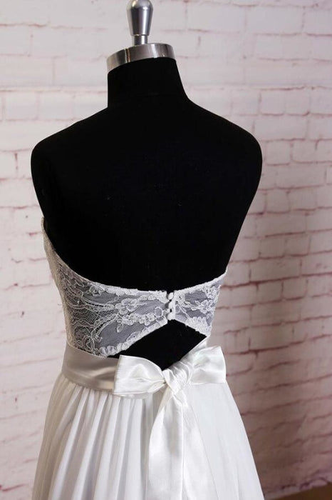 Strapless Lace Chiffon A-line Wedding Dress - Wedding Dresses