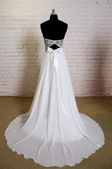 Strapless Lace Chiffon A-line Wedding Dress - Wedding Dresses
