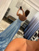Strapless Light Blue Satin Long Prom Dresses with 3D Flowers, Long Light Blue Floral Formal Graduation Evening Dresses 