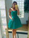 Strapless Open Back Green Short Prom Dresses with Pocket, Open Back Green Homecoming Dresses, Short Green Formal Evening Dresses